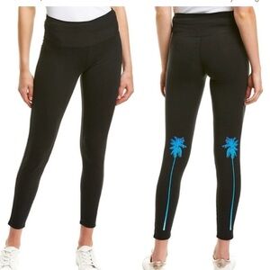 Chaser Black Palm Tree High Waist Leggings cotton spandex medium NWT